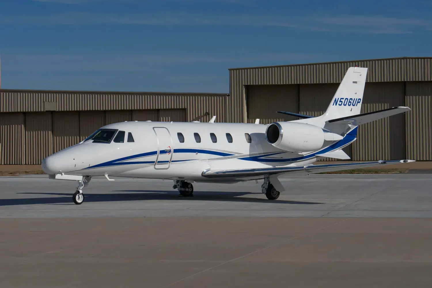 2004 Cessna Citation Excel parked at hanger