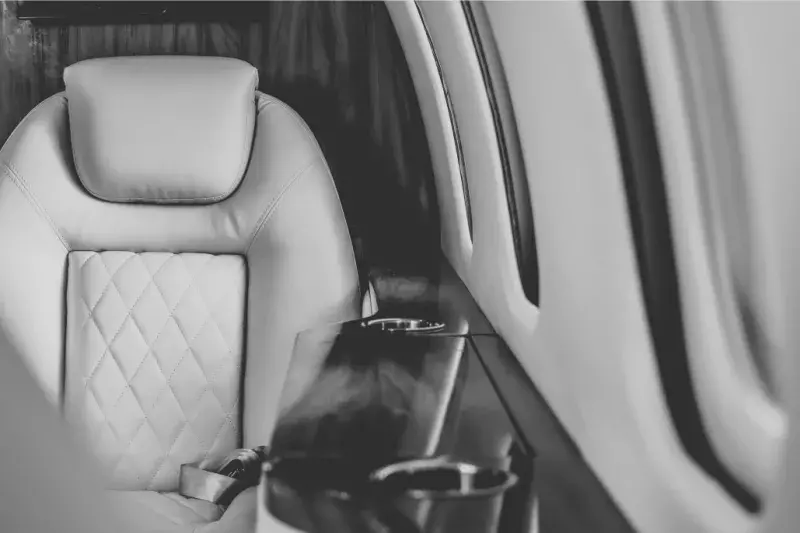 Luxury window seat inside a plane