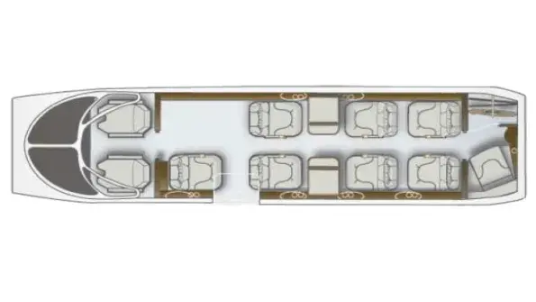 2007 Hawker 400XP cabin diagram